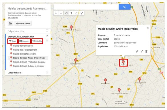 Comment mettre des adresses sur une carte ?