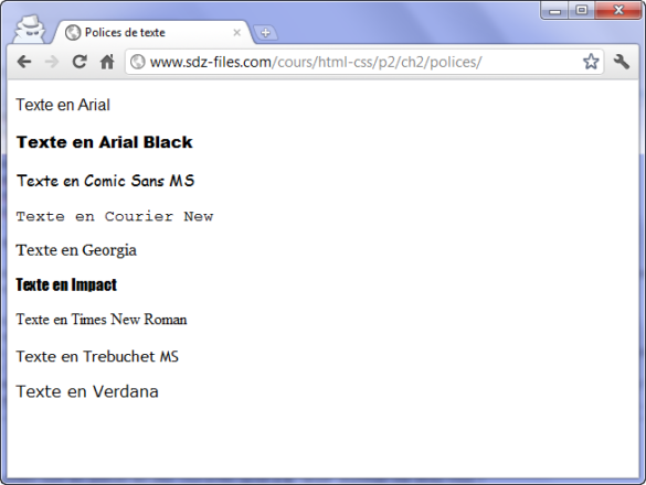 Comment mettre la police Arial ?