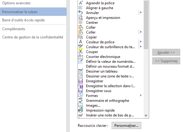 Comment modifier les raccourcis clavier ?