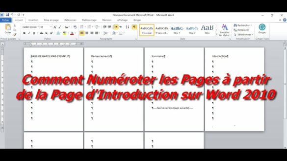 Comment numéroter à partir de la 5ème page ?