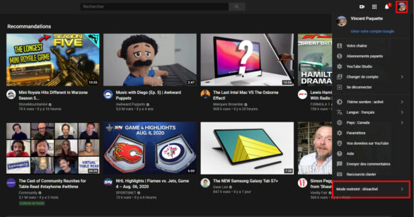 Comment on enlève le mode restreint sur YouTube ?