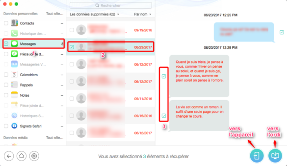 Comment recuperer les SMS d'un numéro ?