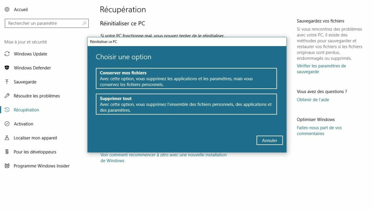 Comment remettre à zéro son PC Windows 7 ?