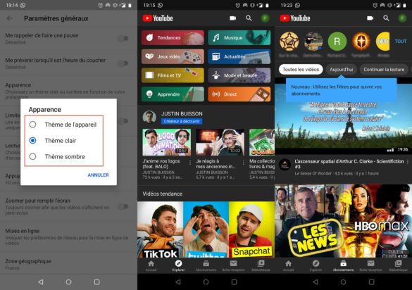 Comment rendre YouTube mode sombre ?