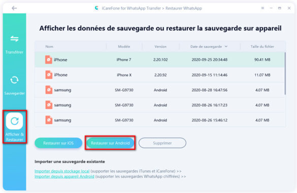Comment restaurer une ancienne sauvegarde WhatsApp ?