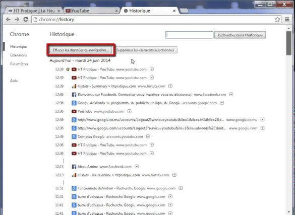 Comment retrouver un historique YouTube effacer ?