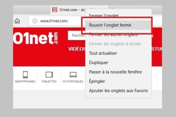 Comment rouvrir un onglet ?