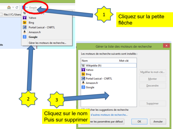 Comment supprimer des moteurs de recherche ?