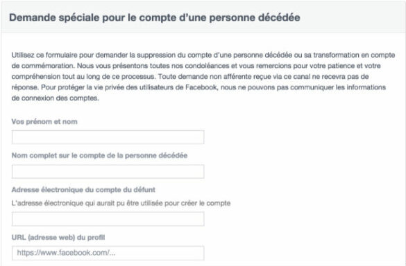 Comment supprimer le compte d'une personne décédée ?