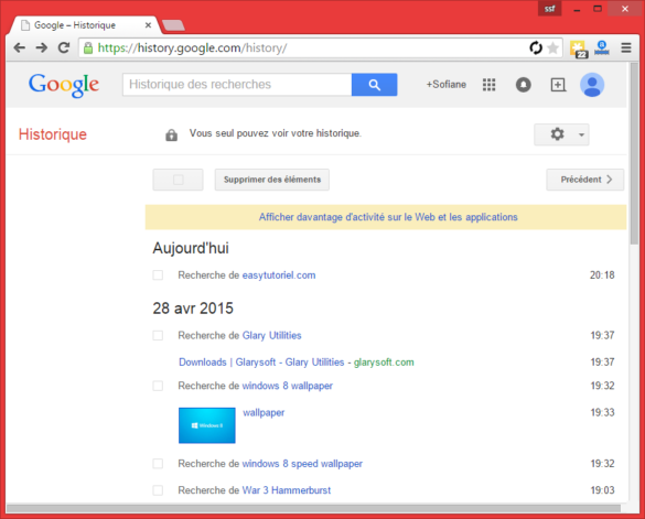 Comment supprimer mon historique de recherche Google ?