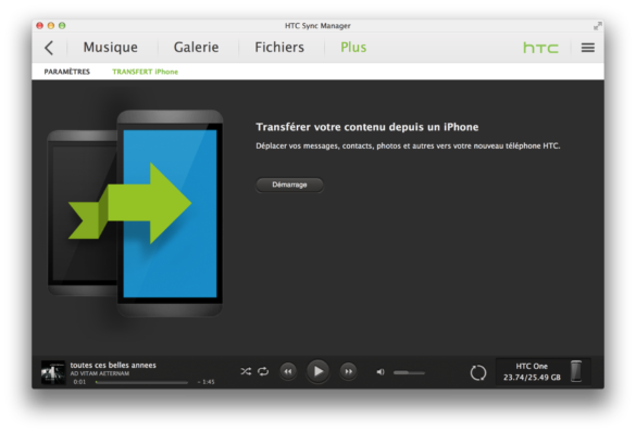 Comment transférer des photos dans la galerie ?