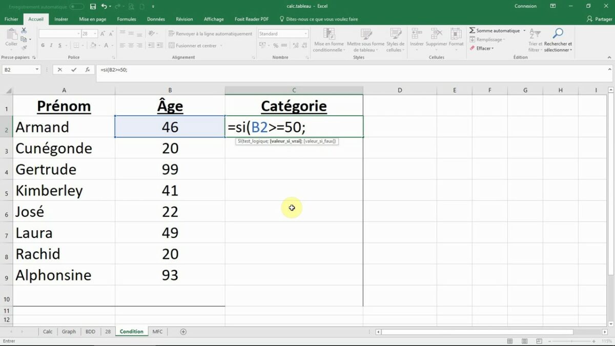 Comment utiliser la fonction SI avec plusieurs condition ?