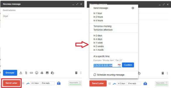 Est-il possible de programmer l'envoi d'un mail ?