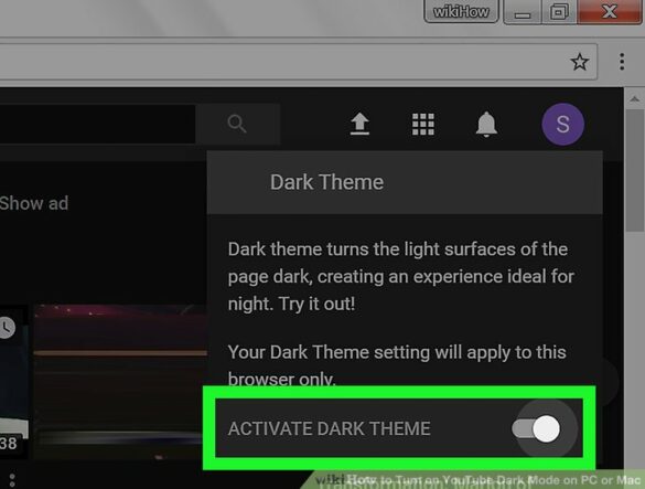How do I add a dark theme on YouTube to my computer?