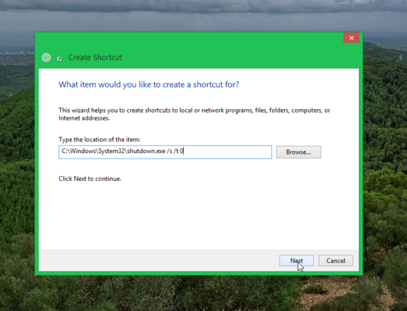 How do I create a shutdown shortcut?