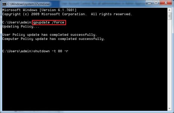 How do I force restart from command prompt?