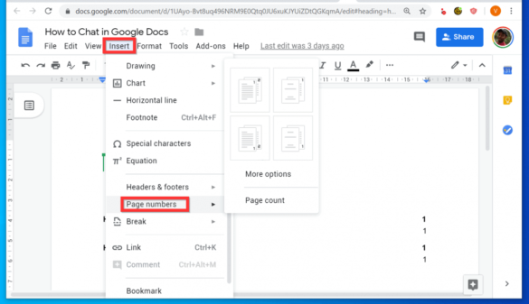 How do you Paginate in Google Docs?