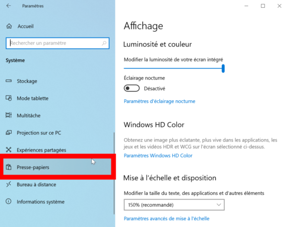 Où est le Presse-papier Windows ?