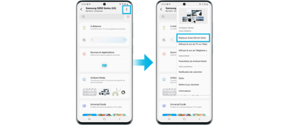 Où se trouve Screen mirroring sur Samsung ?