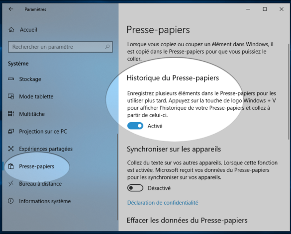 Où se trouve le Presse-papier ?