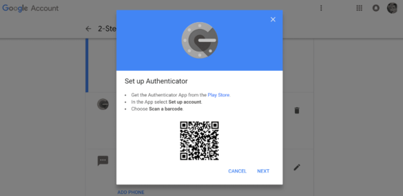 Où se trouve le QR code Google Authenticator ?