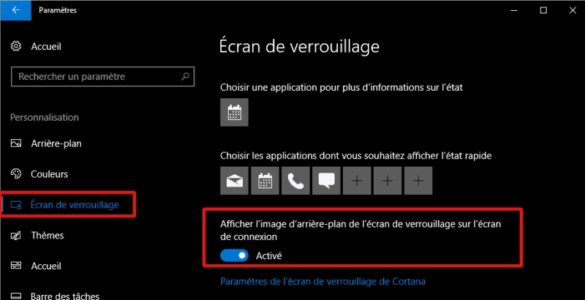 Où se trouve l'écran de verrouillage ?