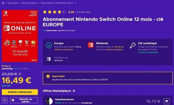 Où trouver Code abonnement Switch Online ?