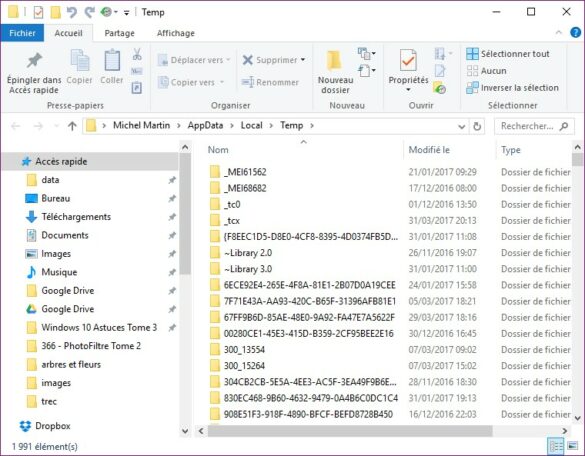 Où trouver les fichier tmp ?