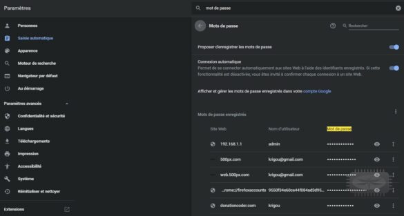 Où trouver les mots de passe sur mon telephone ?