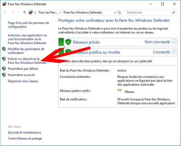 Pourquoi désactiver le Pare-feu ?