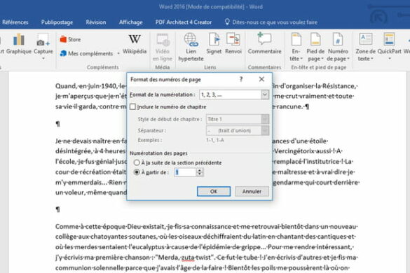 Quand commencer la numérotation des pages ?