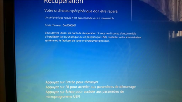 Quand j'allume mon PC il y a un écran bleu ?