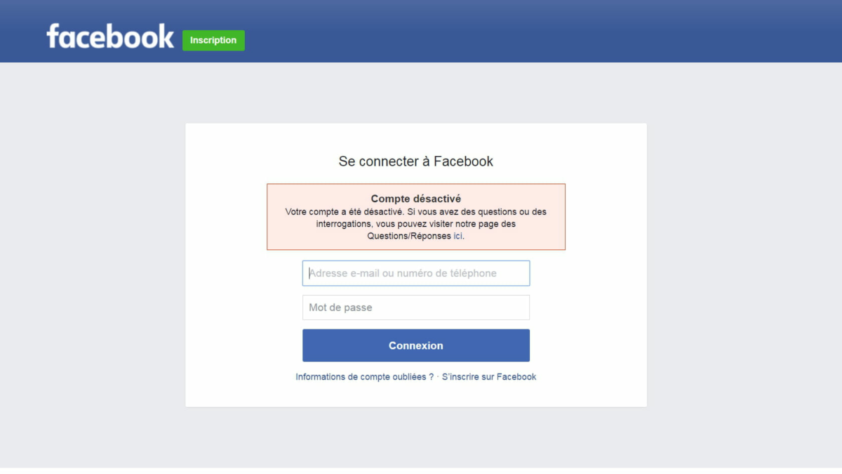 Quand quelqu’un desactive son compte Facebook ?