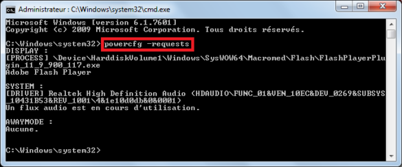 Quel programme empêche la mise en veille ?