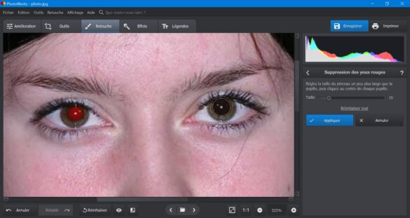Quelle appli pour enlever les yeux rouges ?
