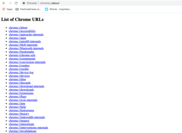 What does about blank mean Chrome?
