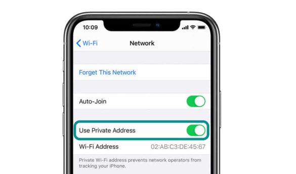 What happens if I turn off Private Address on iPhone?